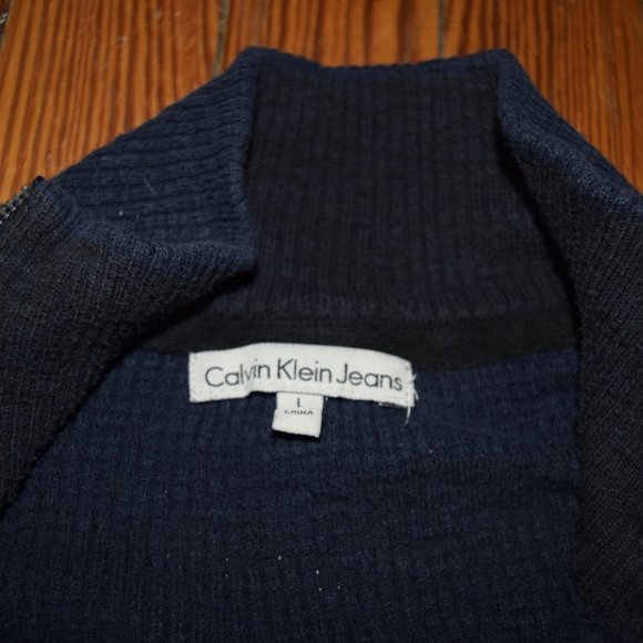 Blue Calvin Klein Quarter Zip Sweater - Picture 4 of 5